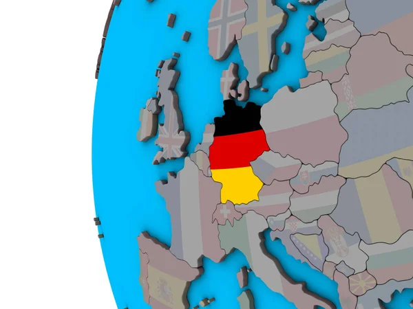 Tyskland Med Flagga Blå Politiska Klot Illustration — Stockfoto