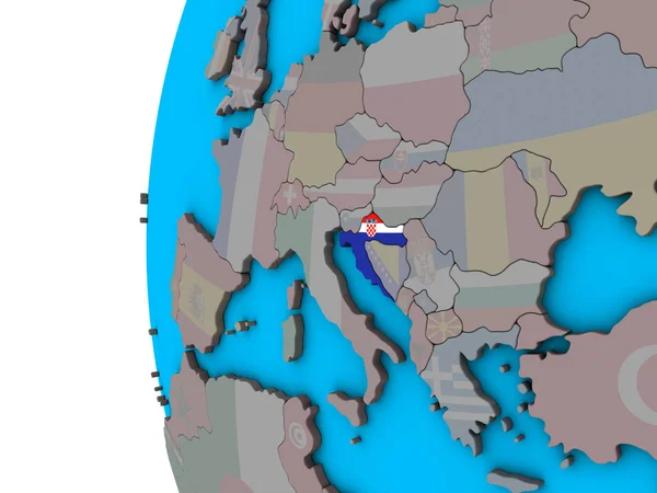 Хорватія Національного Прапора Синій Політичних Моделі Землі Ілюстрація — стокове фото
