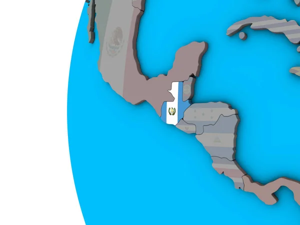 Guatemala Con Bandera Nacional Globo Azul Político Ilustración — Foto de Stock