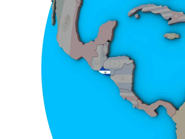 Nemzeti Zászló Kék Politikai Földgömbön Salvadori Illusztráció — Stock Fotó