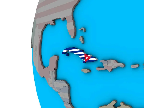 Küba Ulusal Bayrak Mavi Siyasi Dünya Üzerinde Çizim — Stok fotoğraf
