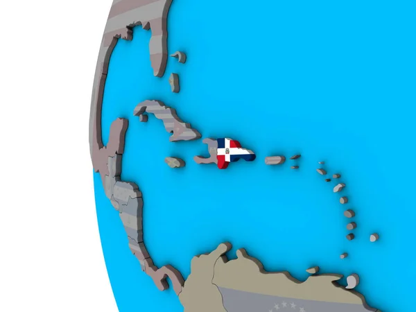 Dominikánská Republika Státní Vlajka Modré Politické Glóbu Obrázek — Stock fotografie