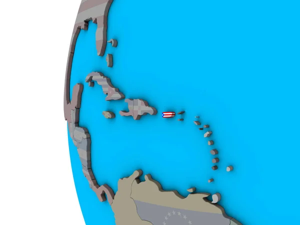 Puerto Rico Met Nationale Vlag Blauwe Politieke Globe Illustratie — Stockfoto