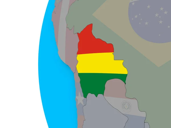 Bolívia Nemzeti Zászló Kék Politikai Földgömb Illusztráció — Stock Fotó