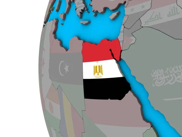 Egito Com Bandeira Nacional Globo Político Azul Ilustração — Fotografia de Stock