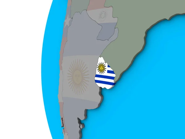 Uruguay Con Bandera Nacional Globo Azul Político Ilustración —  Fotos de Stock