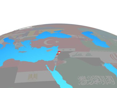 Lübnan Ulusal bayrağını siyasi dünya ile. 3D çizim.