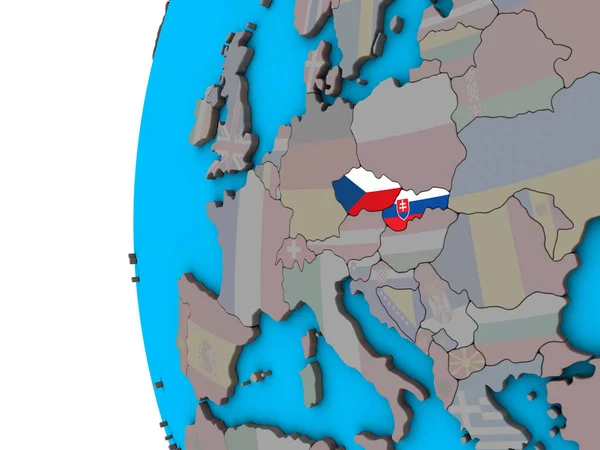 Former Czechoslovakia National Flags Blue Political Globe Illustration — Stock Photo, Image