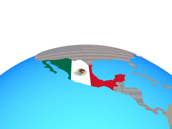 Mexiko Mit Nationalflagge Auf Politischem Globus Illustration — Stockfoto