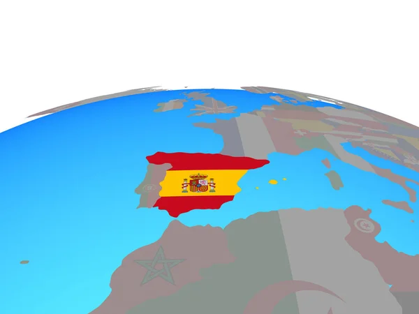 Spanien Med Flagga Politiska Jordglob Illustration — Stockfoto