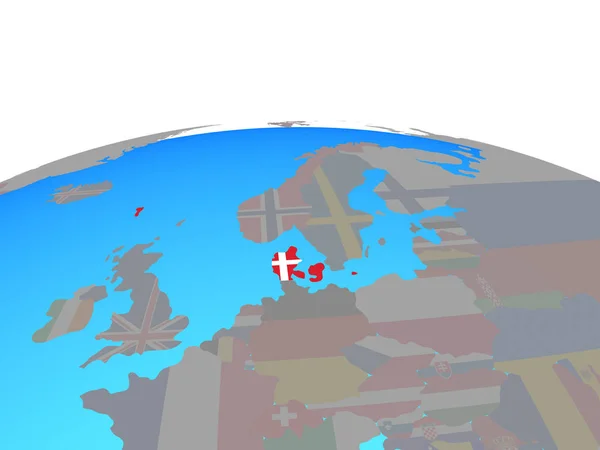 Denmark National Flag Political Globe Illustration — Stock Photo, Image