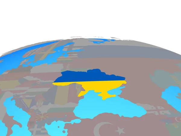 України Національного Прапора Політичні Земної Кулі Ілюстрація — стокове фото