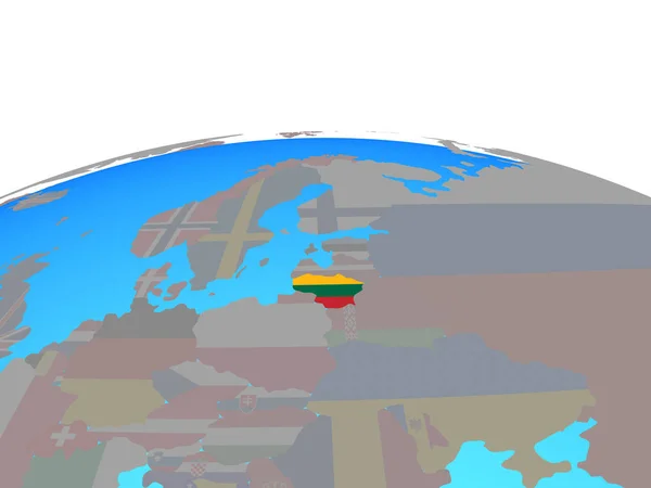 Lituanie Avec Drapeau National Sur Globe Politique Illustration — Photo