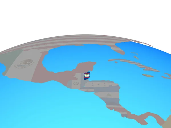 Belize Med Flagga Politiska Jordglob Illustration — Stockfoto