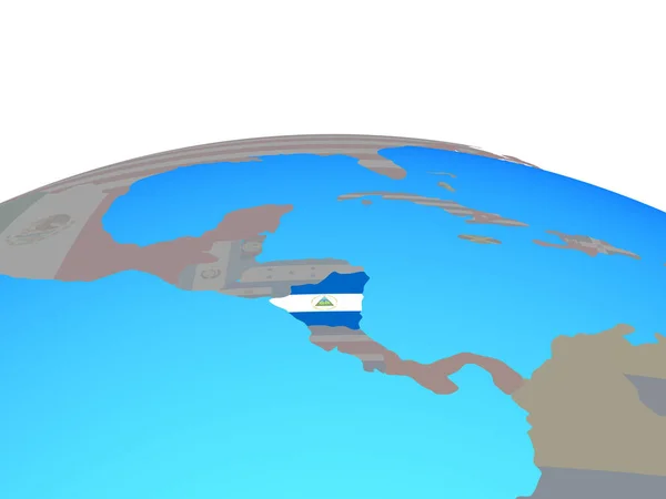 Nicaragua Mit Nationalflagge Auf Politischem Globus Illustration — Stockfoto