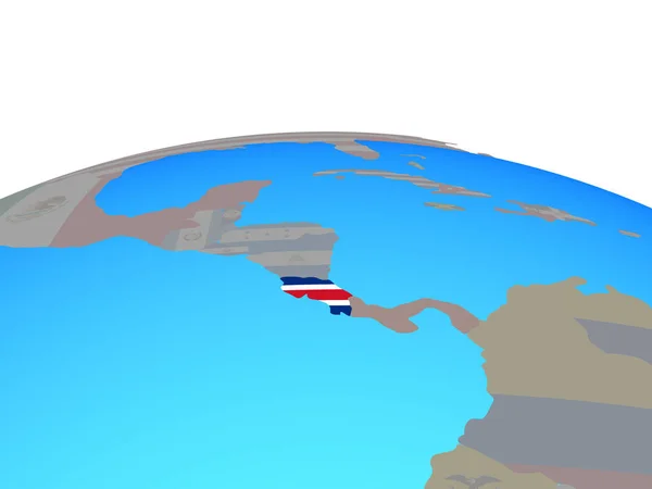 Costa Rica Mit Nationalflagge Auf Politischem Globus Illustration — Stockfoto