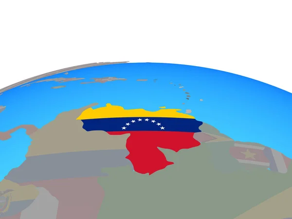 Венесуэла Государственным Флагом Политическом Глобусе Иллюстрация — стоковое фото