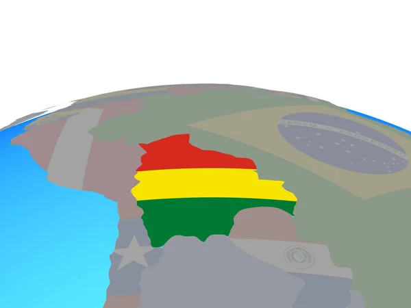Bolivia Med Flagga Politiska Jordglob Illustration — Stockfoto