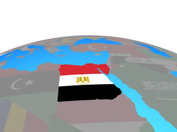 Egypte Avec Drapeau National Sur Globe Politique Illustration — Photo