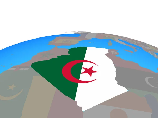 Argelia Con Bandera Nacional Mundo Político Ilustración —  Fotos de Stock