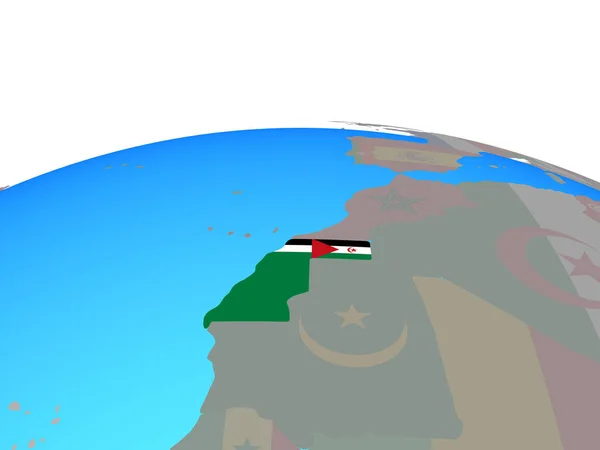 Sahara Occidental Avec Drapeau National Sur Globe Politique Illustration — Photo