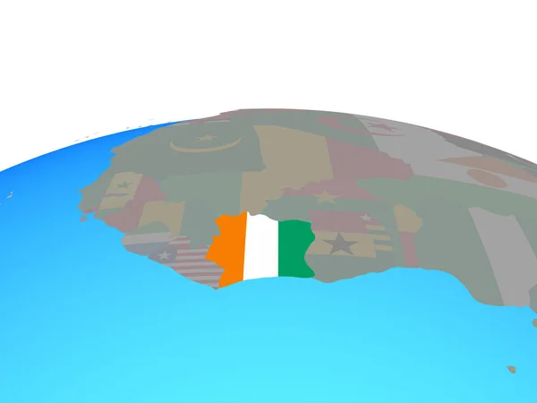 Elfenbenskusten Med Flagga Politiska Jordglob Illustration — Stockfoto