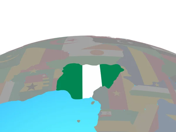 Nigeria Met Nationale Vlag Politieke Wereldbol Illustratie — Stockfoto