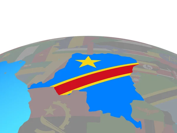 Dem Rep Congo National Flag Political Globe Illustration — Stock Photo, Image