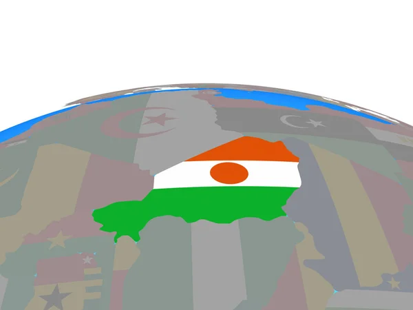 Niger Státní Vlajka Politické Globe Obrázek — Stock fotografie