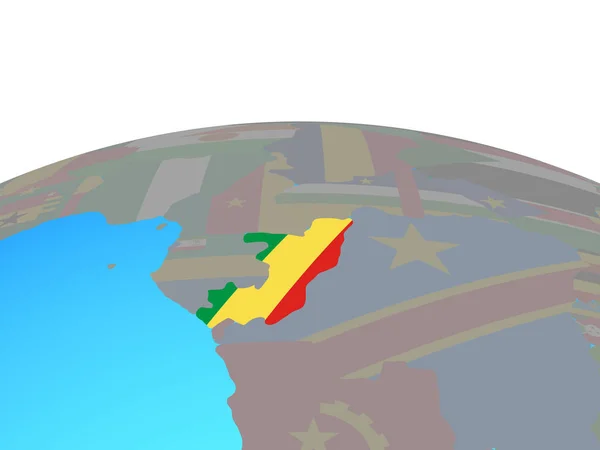 Конго Государственным Флагом Политическом Глобусе Иллюстрация — стоковое фото