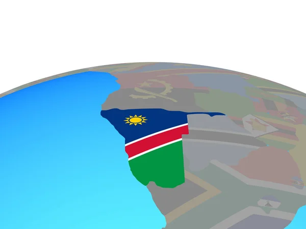 Namibia Mit Nationaler Flagge Auf Politischem Globus Illustration — Stockfoto