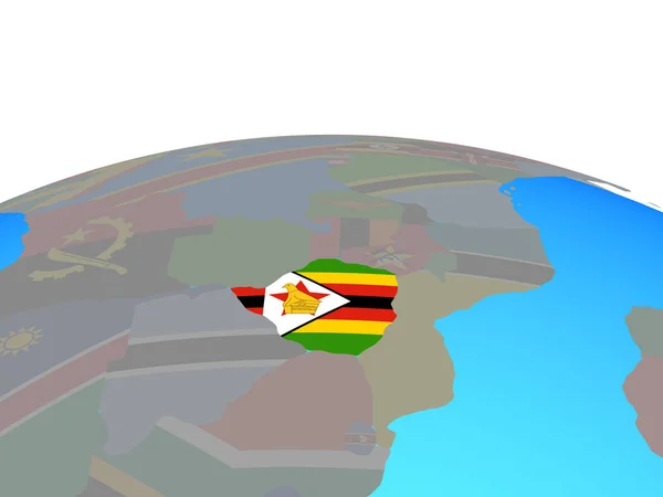 Zimbabwe Flagi Narodowej Globus Polityczny Ilustracja — Zdjęcie stockowe