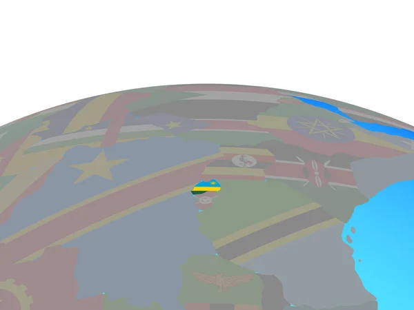 Rwanda Flagi Narodowej Globus Polityczny Ilustracja — Zdjęcie stockowe