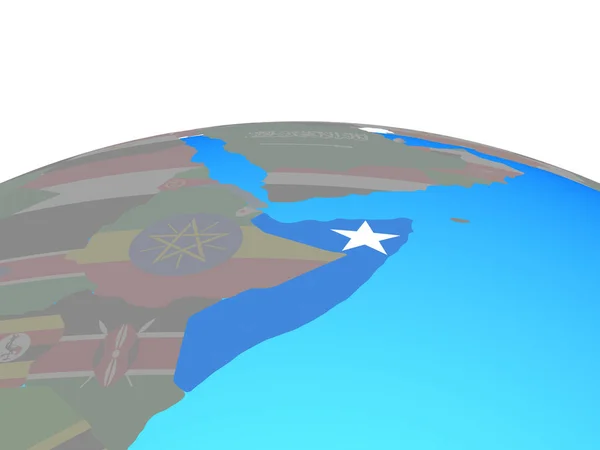 Somalia Mit Nationalflagge Auf Politischem Globus Illustration — Stockfoto