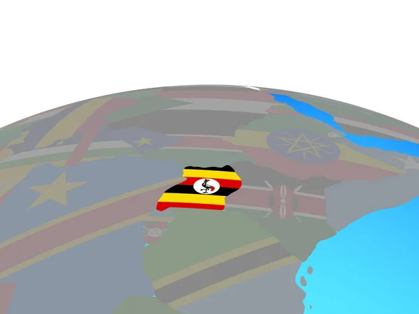 Uganda Com Bandeira Nacional Globo Político Ilustração — Fotografia de Stock