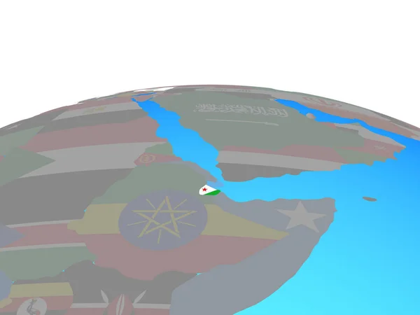 Джибутійський Національного Прапора Політичні Земної Кулі Ілюстрація — стокове фото