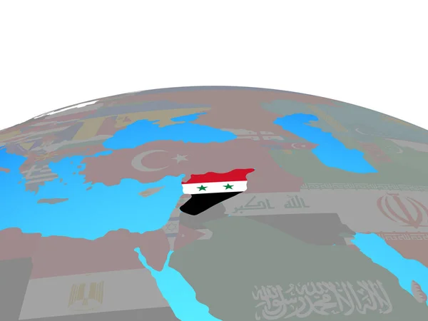 Syrii Flagi Narodowej Globus Polityczny Ilustracja — Zdjęcie stockowe