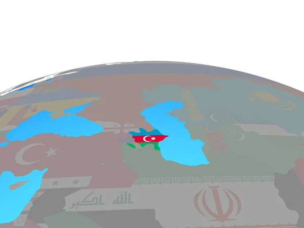 阿塞拜疆与政治的地球上的国旗 — 图库照片