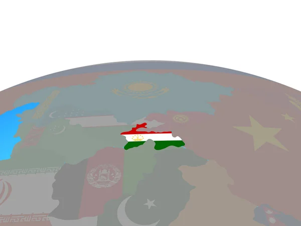 Tajikistan National Flag Political Globe Illustration — Stock Photo, Image