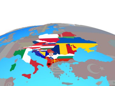 CEI ülkelerle siyasi dünya Ulusal bayrakları. 3D çizim.