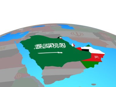 Ccasg ülkeler siyasi dünya Ulusal bayrakları ile. 3D çizim.