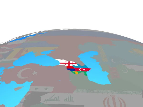 政治の世界の国旗とコーカサス地域 イラストレーション — ストック写真
