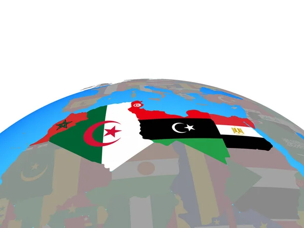 政治の世界の国旗と北アフリカ イラストレーション — ストック写真