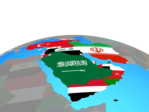 Western Asia National Flags Political Globe Illustration — Stock Photo, Image