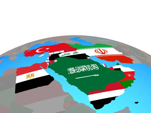 Middle East National Flags Political Globe Illustration — Stock Photo, Image