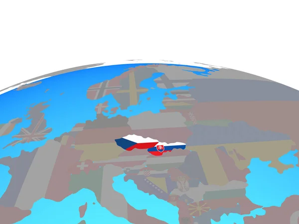세계에 국기와 체코슬로바키아입니다 일러스트 — 스톡 사진