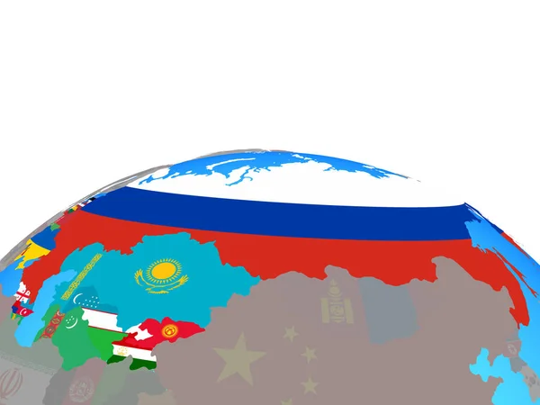 Voormalige Sovjet Unie Met Nationale Vlaggen Politieke Wereldbol Illustratie — Stockfoto