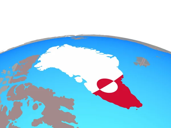 Grönland Ulusal Bayrağını Siyasi Dünya Ile Çizim — Stok fotoğraf