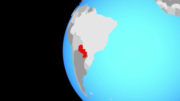 Att sluta på Paraguay på Blue Globe — Stockvideo