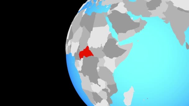 Zamknięcie w Afryce Środkowej na niebieskim globie — Wideo stockowe
